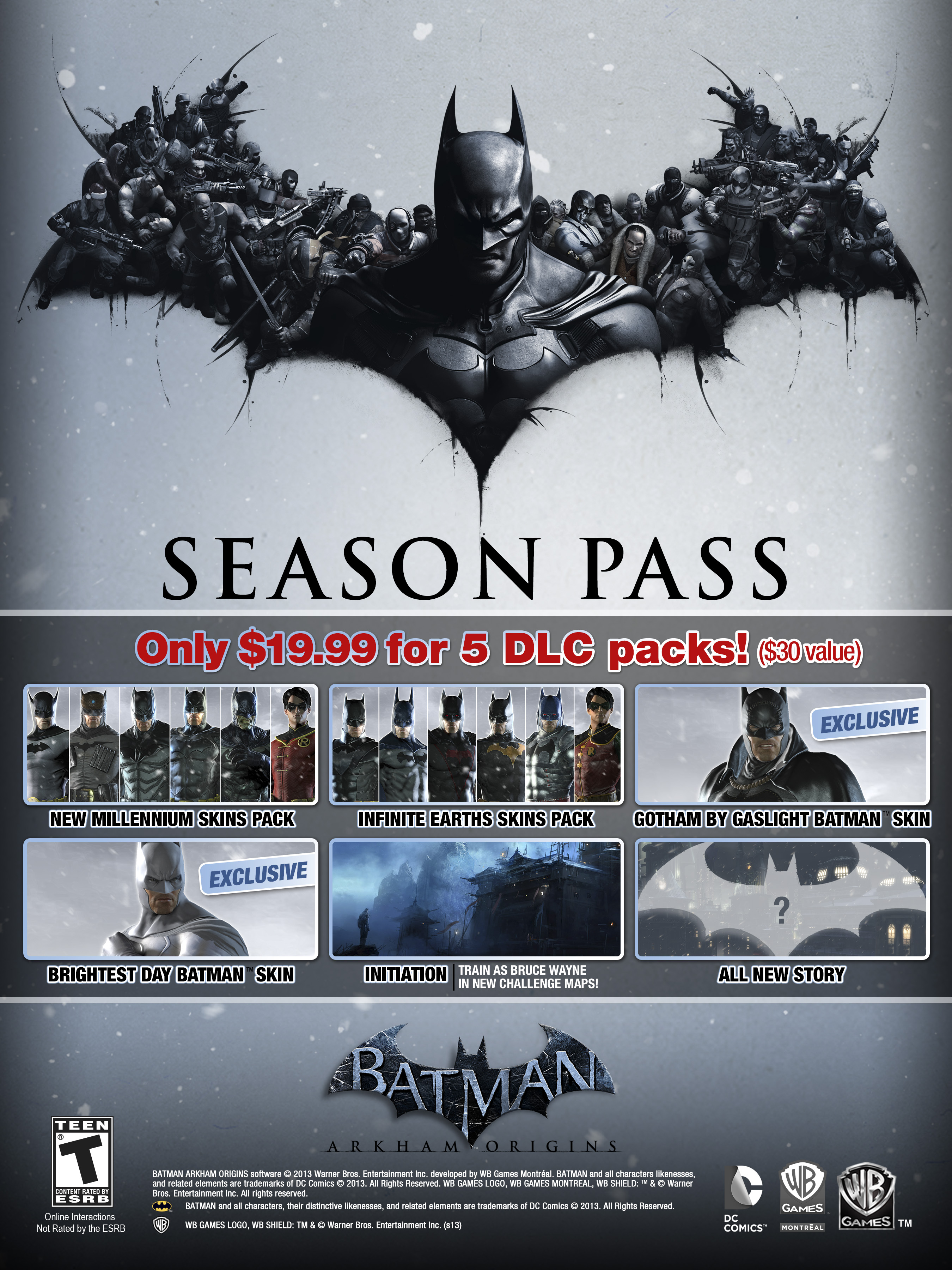 Batman: Arkham Origins' season pass announced, new DLC and skins revealed |  Batman News